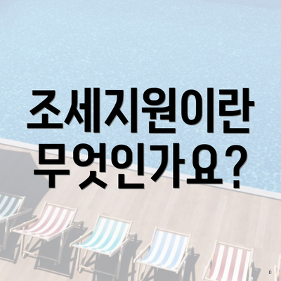 조세지원이란 무엇인가요?