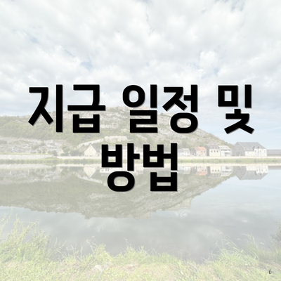 지급 일정 및 방법