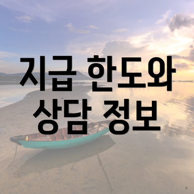 지급 한도와 상담 정보