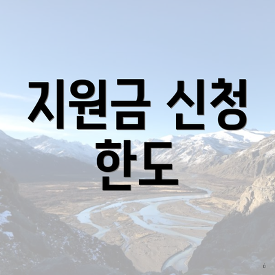 지원금 신청 한도