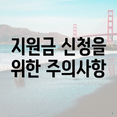 지원금 신청을 위한 주의사항