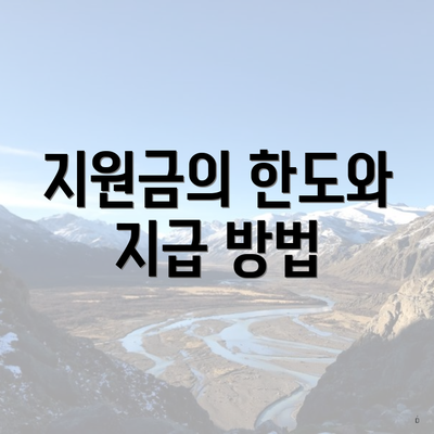 지원금의 한도와 지급 방법