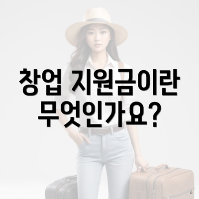 창업 지원금이란 무엇인가요?