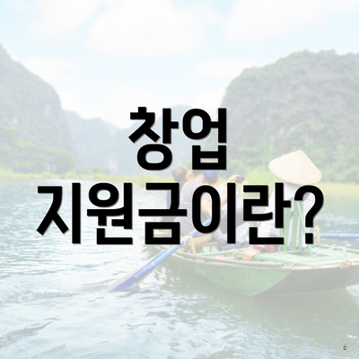 창업 지원금이란?