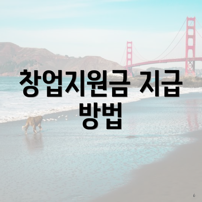 창업지원금 지급 방법