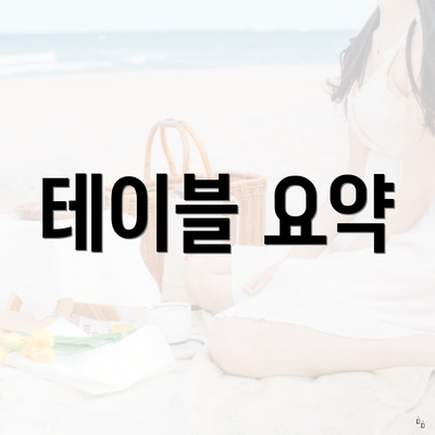 테이블 요약