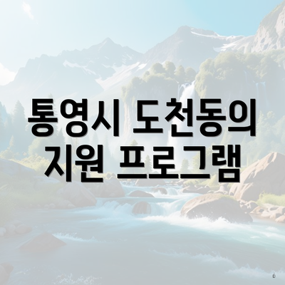통영시 도천동의 지원 프로그램
