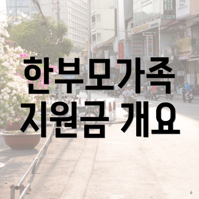 한부모가족 지원금 개요