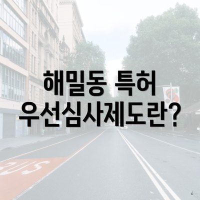 해밀동 특허 우선심사제도란?