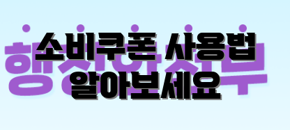 소비쿠폰 사용법 알아보세요