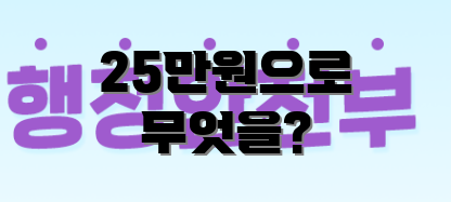 25만원으로 무엇을?