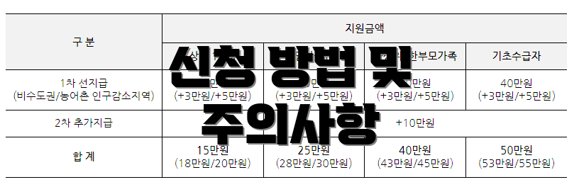 신청 방법 및 주의사항